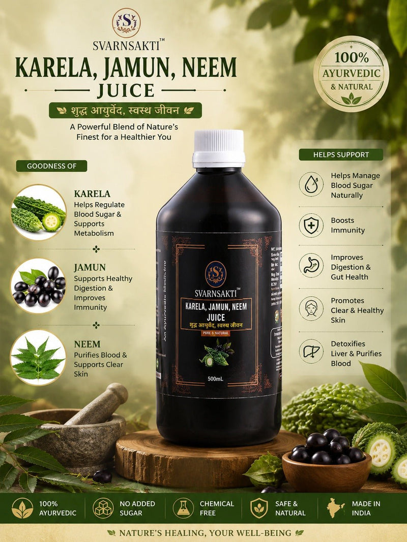 100% Herbal Karela Jamun Neem Juice | Natural Blood Sugar Support Formula - svarnsakti