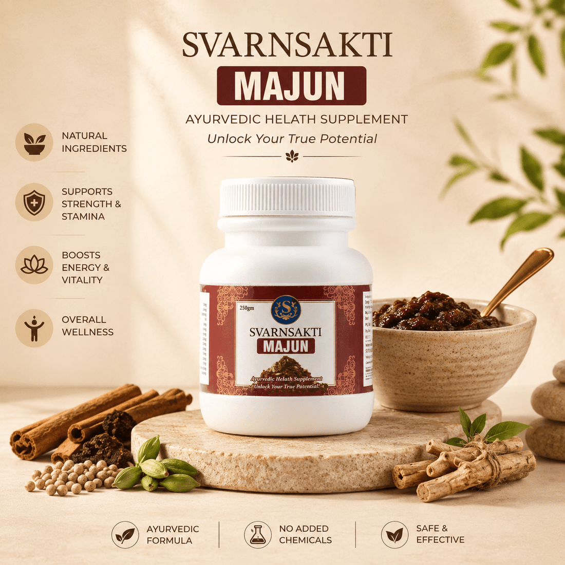 100% Natural Majun Herbal — Traditional Unani Medicine for Male Strength, Stamina & Energy - svarnsakti