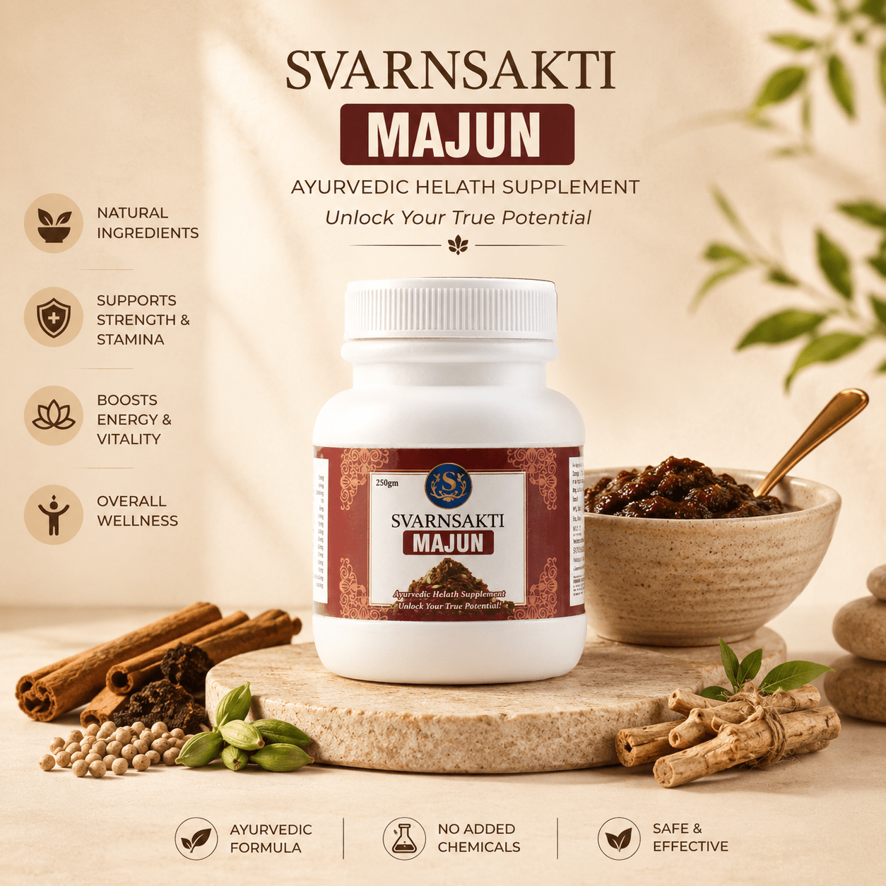 100% Natural Majun Herbal — Traditional Unani Medicine for Male Strength, Stamina & Energy - svarnsakti