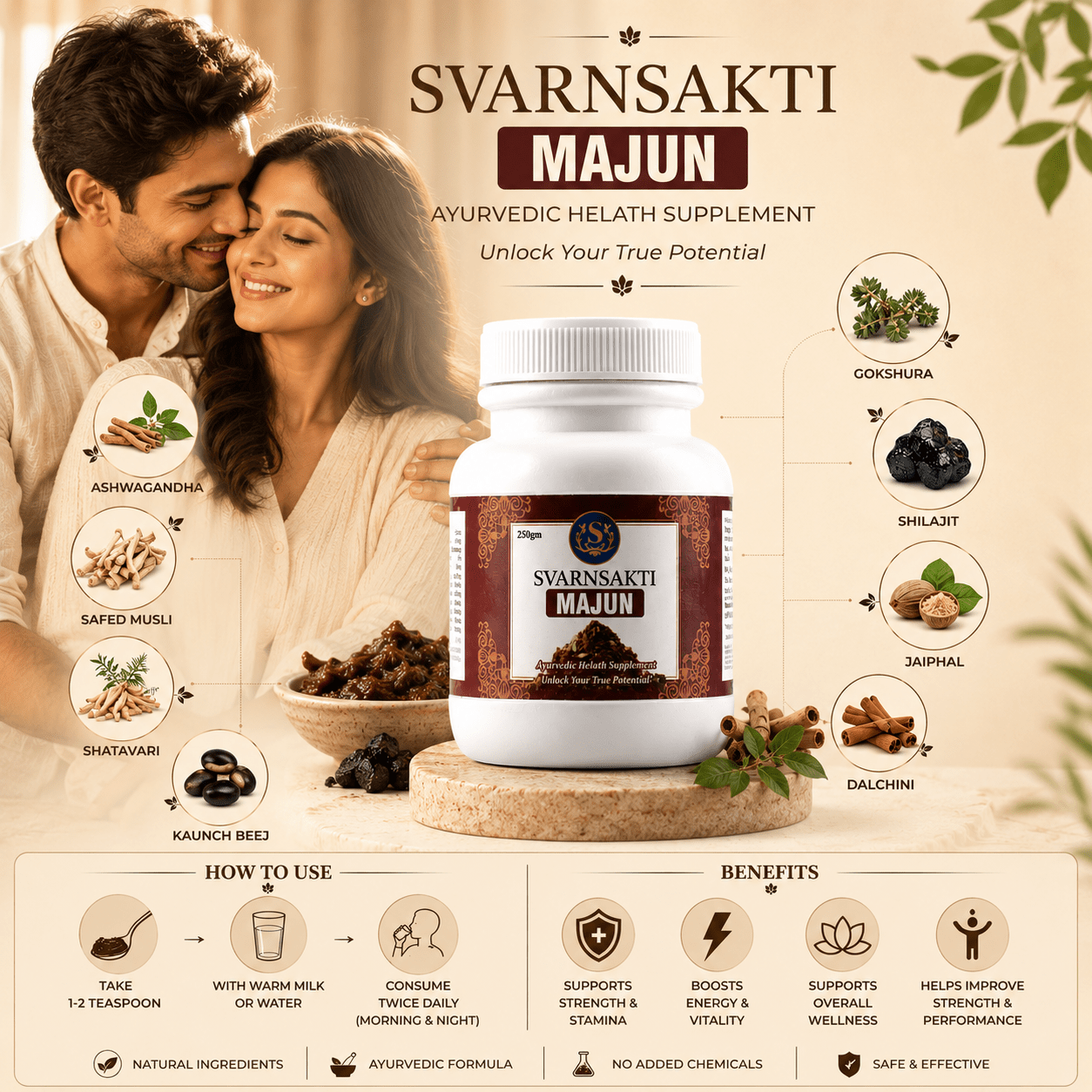 100% Natural Majun Herbal — Traditional Unani Medicine for Male Strength, Stamina & Energy - svarnsakti