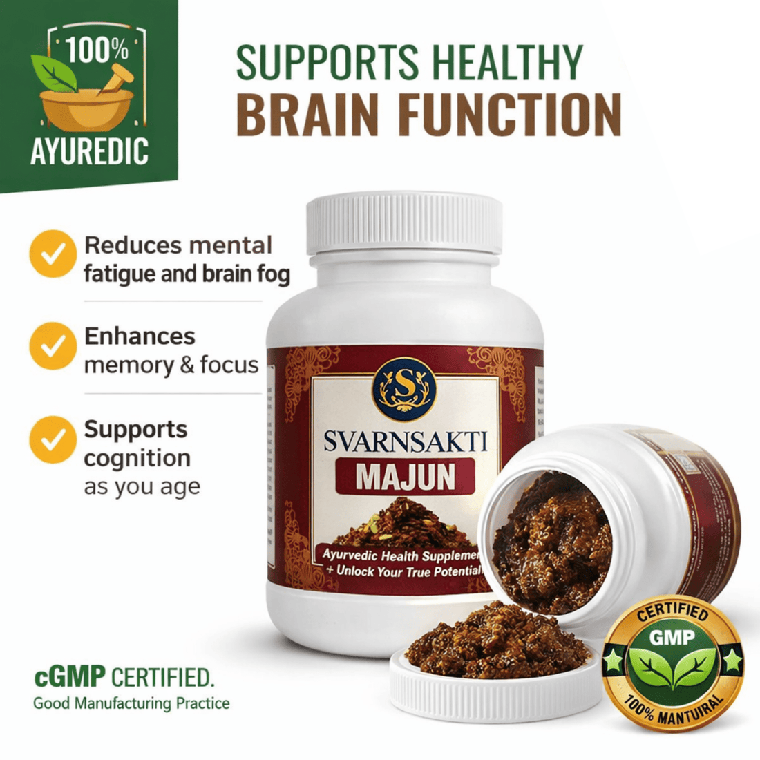 100% Pure Herbal Majun for Strength Stamina Endurance and Vitality Ayurvedic Formula - svarnsakti