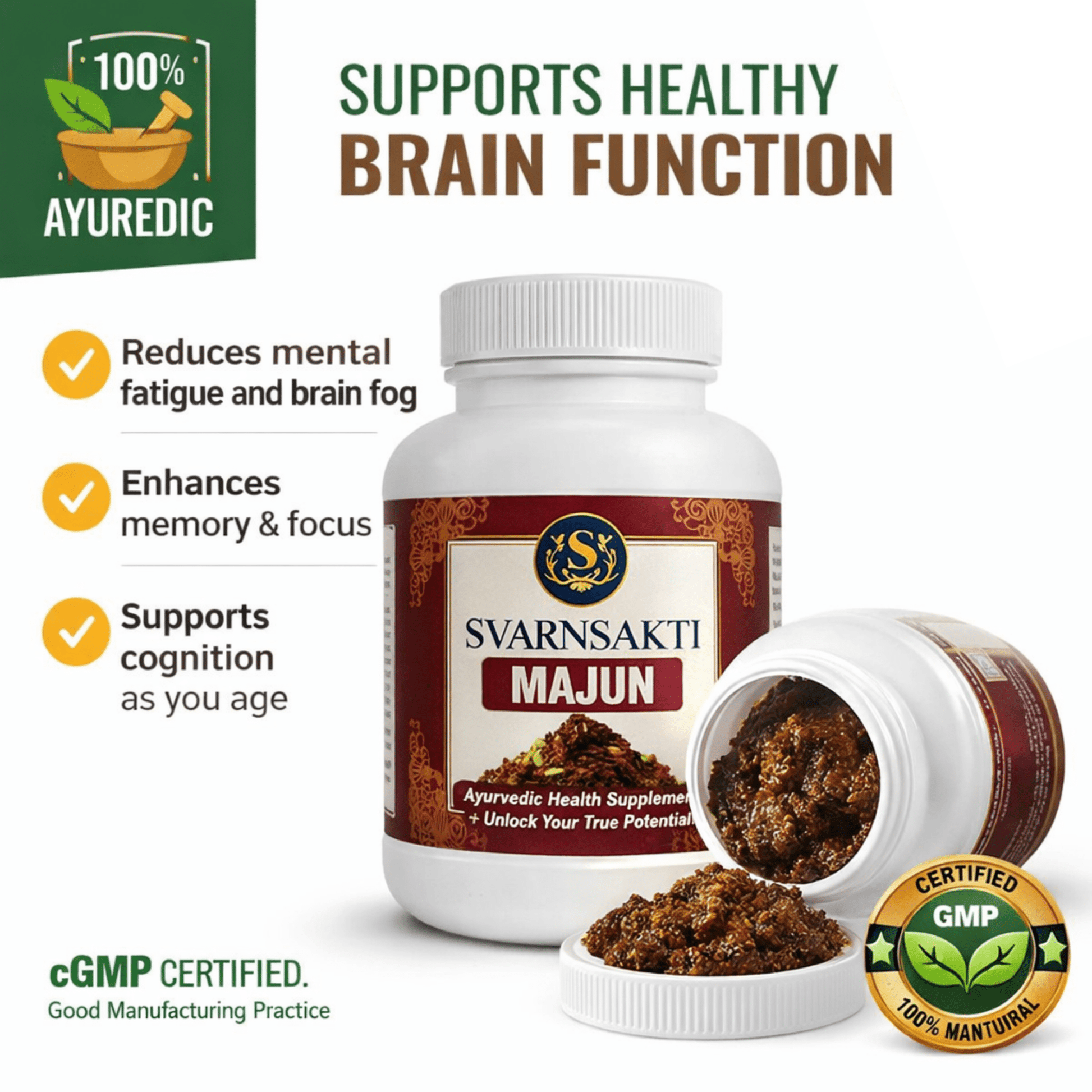 100% Pure Herbal Majun for Strength Stamina Endurance and Vitality Ayurvedic Formula - svarnsakti