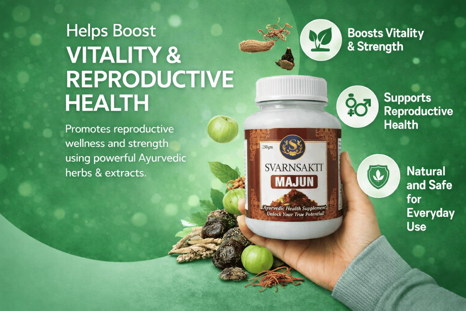 100% Pure Herbal Majun for Strength Stamina Endurance and Vitality Ayurvedic Formula - svarnsakti