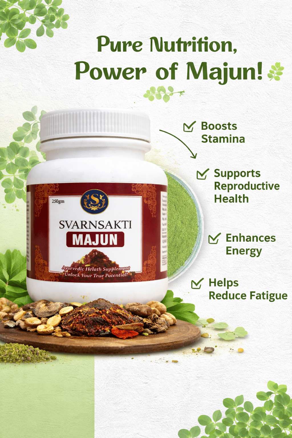 100% Pure Herbal Majun for Strength Stamina Endurance and Vitality Ayurvedic Formula - svarnsakti