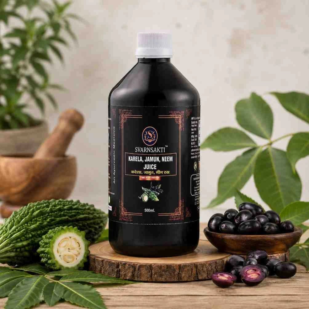 Ayurvedic Formula Karela Jamun Neem Juice - 500ml | Manage Blood Sugar | Maintain Craving | Manage Weight | - svarnsakti