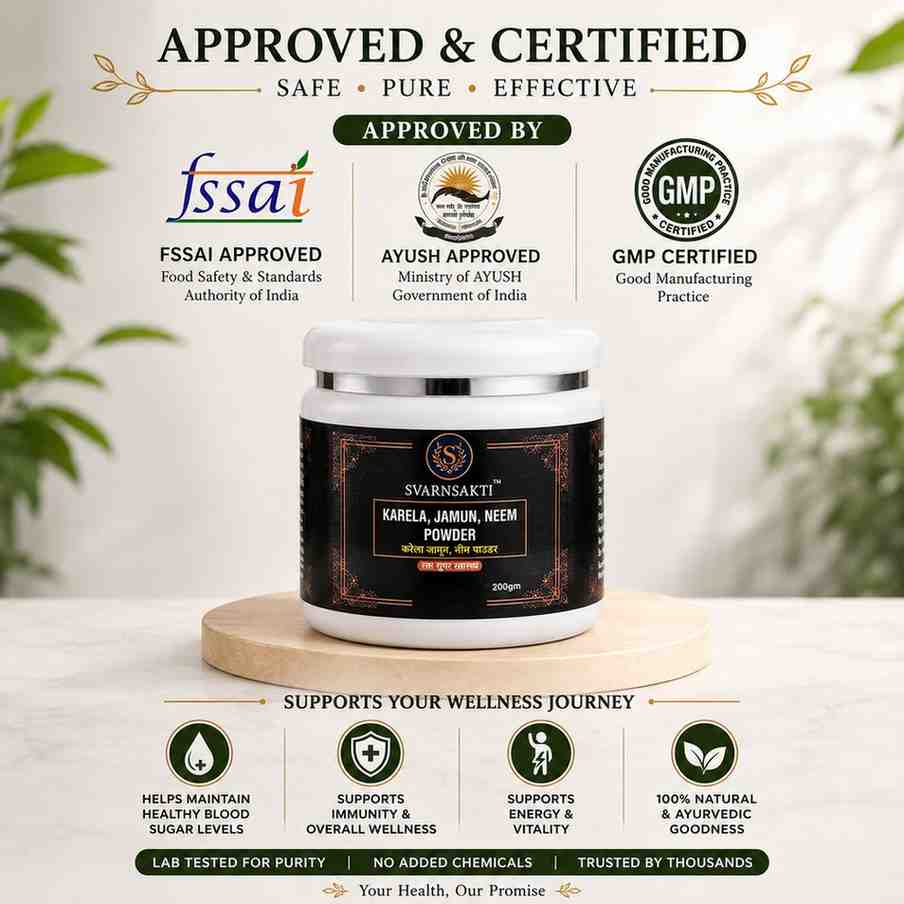 Bitter gourd, neem and jamun Powder Naturalc Supplement For Managing Blood Sugar - svarnsakti
