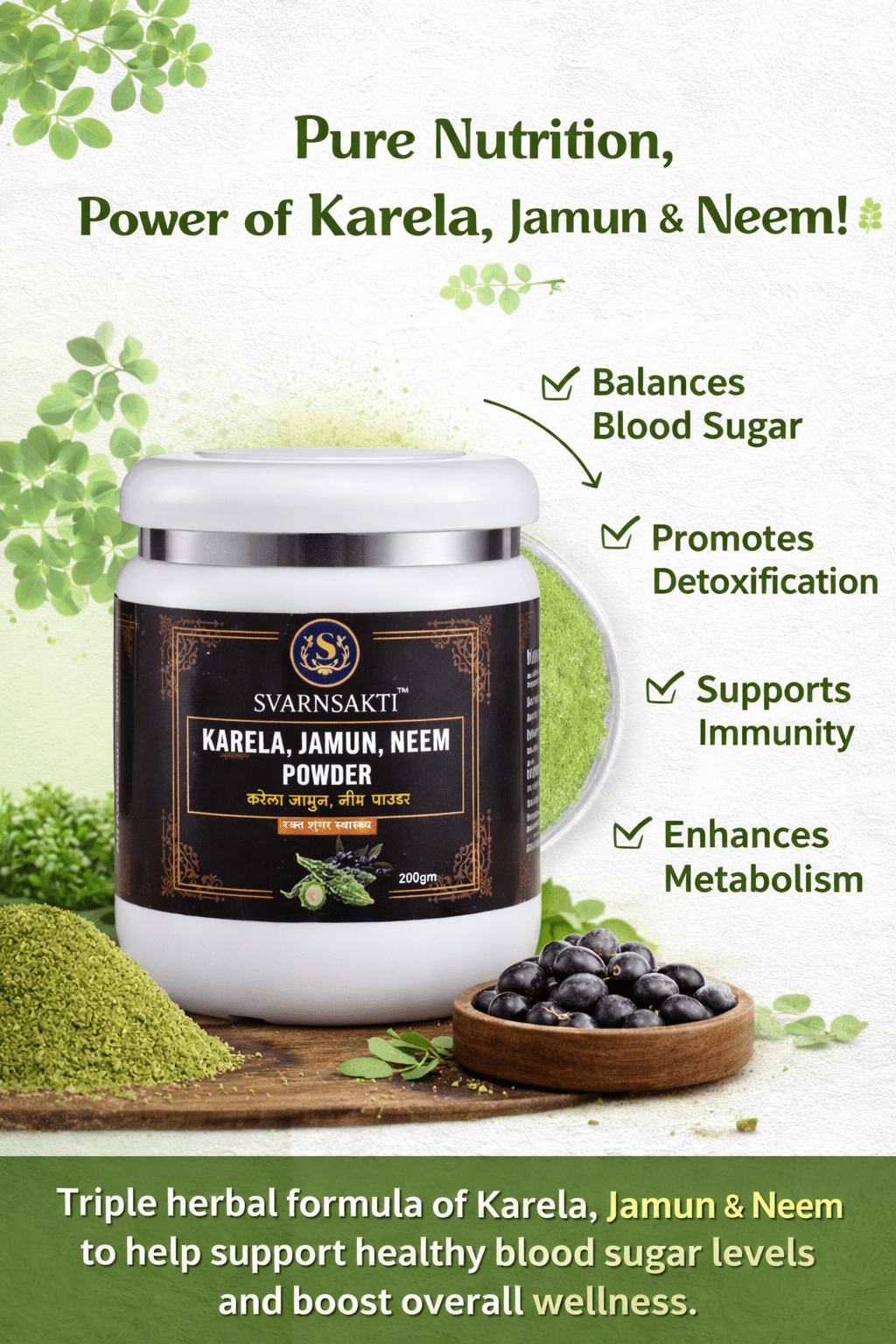 Diabetes Care Powder - 100% Natural Supplement For Managing Blood Sugar - svarnsakti