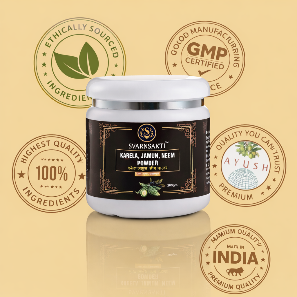 Svarnsakti Karela Jamun Neem Powder | Ayurvedic Blood Sugar Support | Herbal Diabetes Care Powder | Natural Wellness Formula